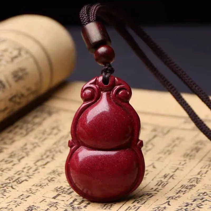 Vermilion Sand Fulu Gourd Pendant, Same Style Vermilion Sand Handstring Necklace for Men and Women