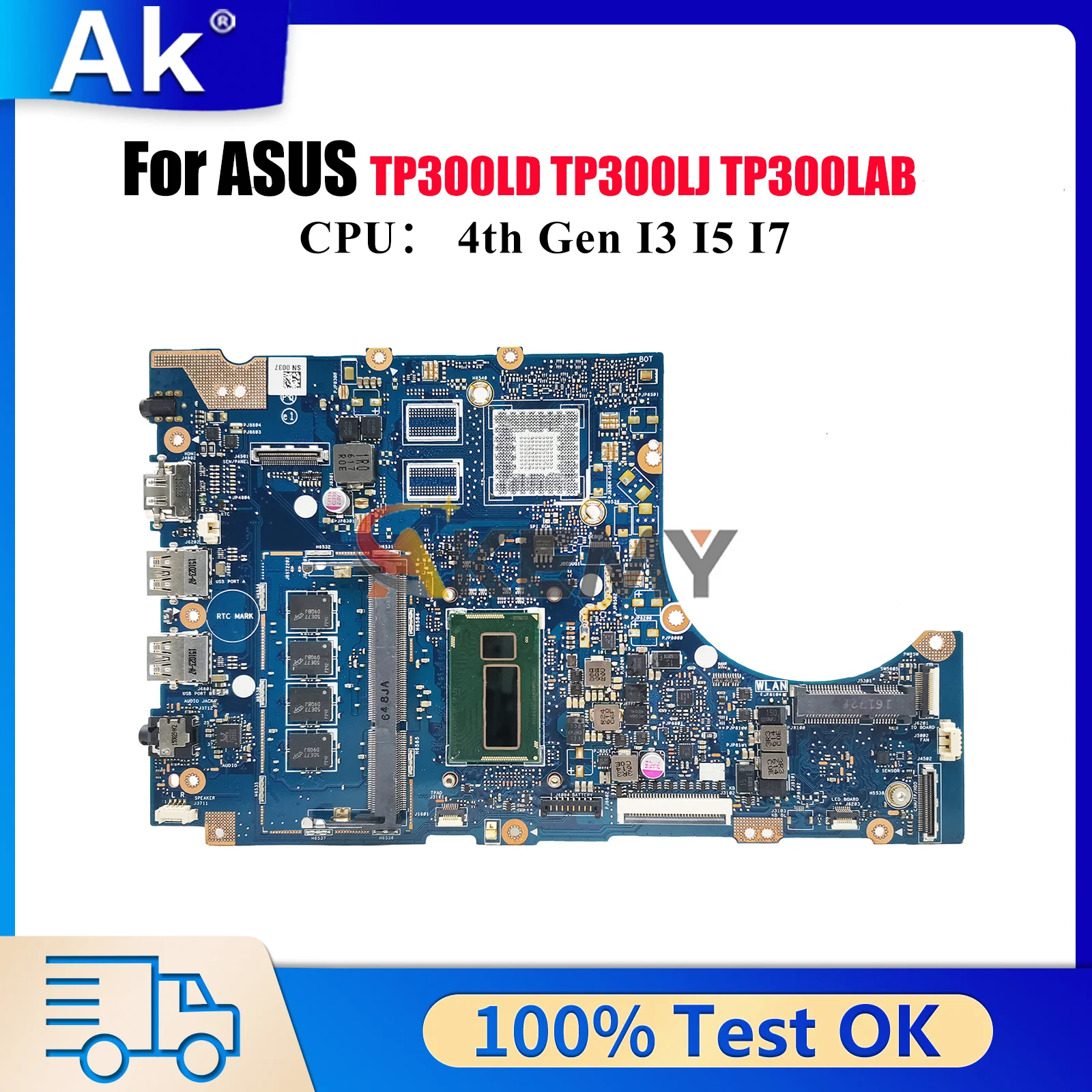 

TP300LA Laptop Motherboard For ASUS VivoBook Flip TP300LA TP300LD TP300LJ Q302L TP300LAB TP300L TP300LN Mainboard I3 I5 I7 CPU