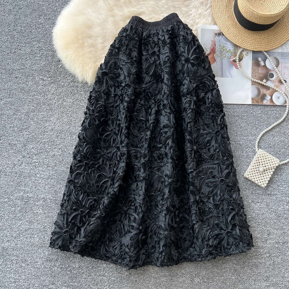 Chic vintage maglia floreale A-line gonna dritta a vita alta coreano streetwear ufficio signora abbigliamento donna