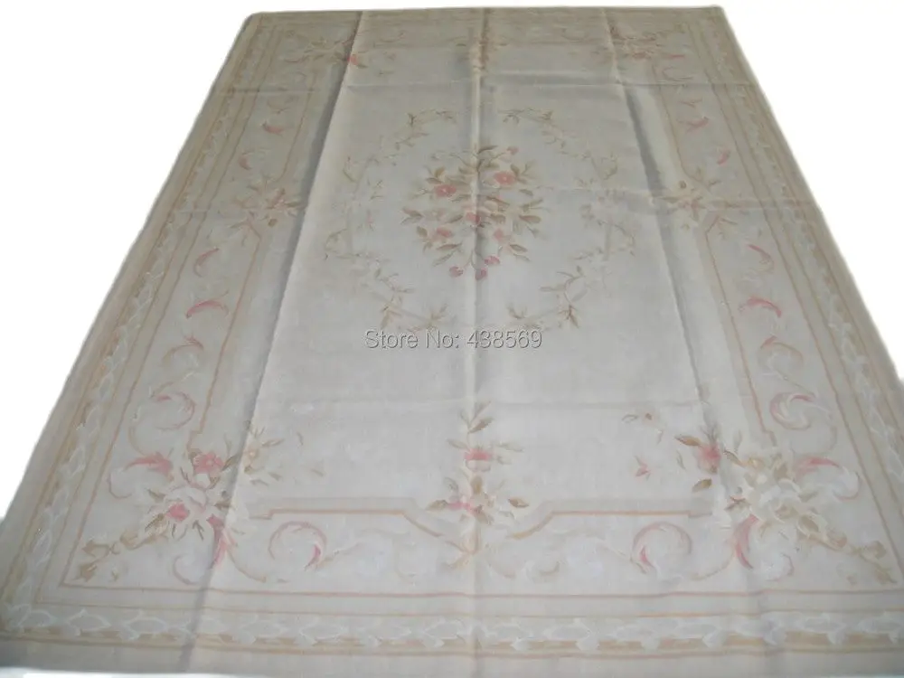 

Free Shipping 6'X9' French Aubusson rug hand knotted 100% New Zealand woolen rugs