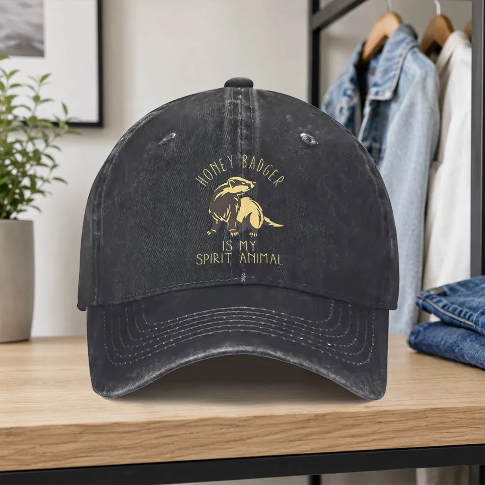 Vintage Honey Badger Spirit Animal Baseball Cap Unisex Adjustable Cotton Hat for Outdoor Casual Wear