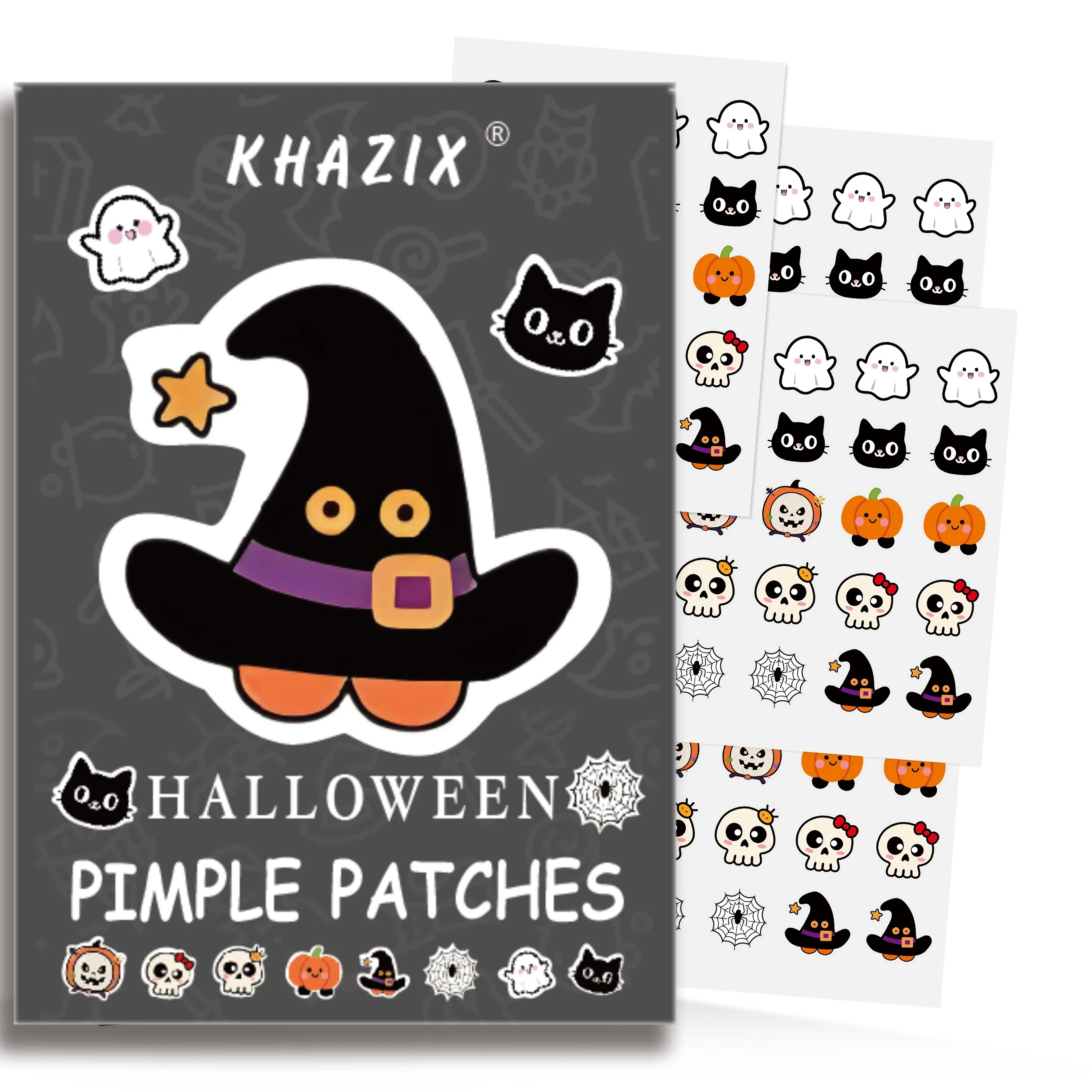 100pcs Halloween pimple patch Hydrocolloid acne patches, round acne patches, star-shaped acne patches, birthday gifts, Valentine