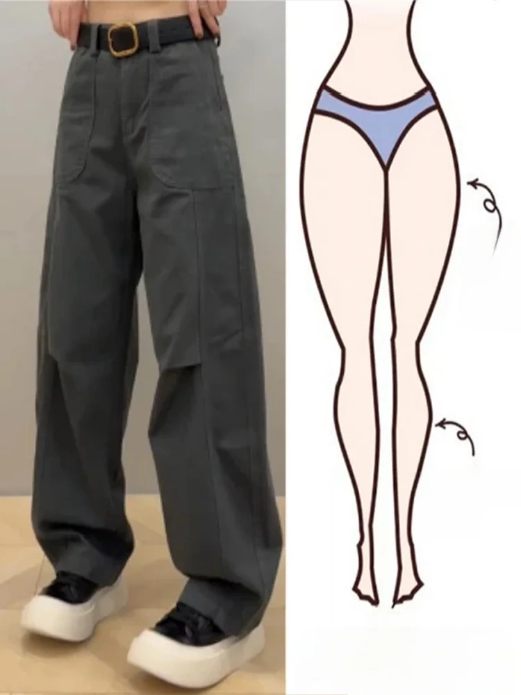 

Весна 2024, облегающие джинсы для рабочей одежды, женские джинсы больших размеров, тонкие широкие брюки больших размеров, длинные брюки с высокой талией