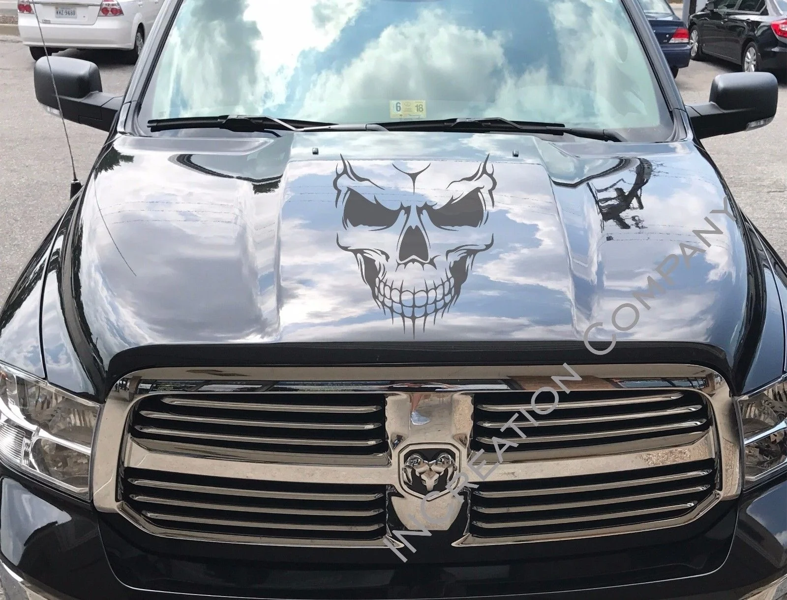 

For Truck vinyl decal racing Dodge Ram art hood skull Mopar Graphics 5.7 Rt