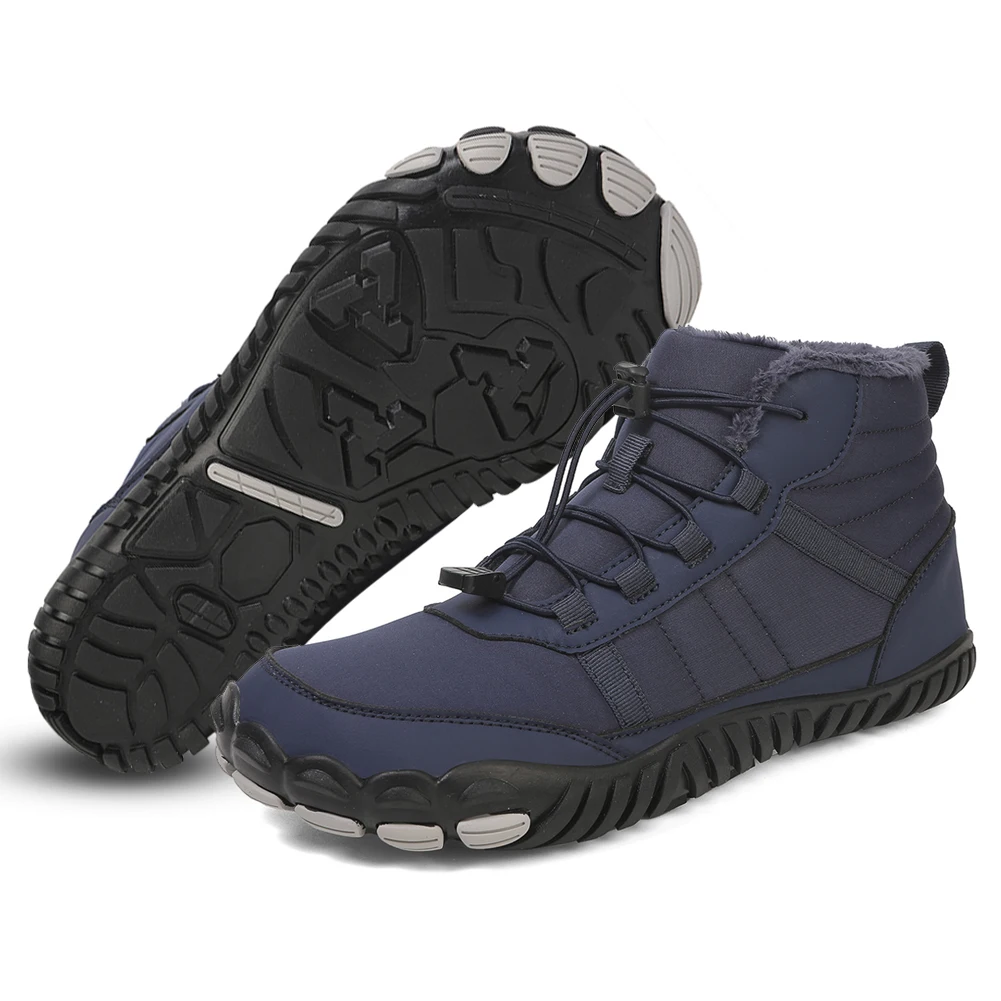 Botas de nieve descalzas, zapatos de Trekking al aire libre, botines de invierno informales con forro de piel, zapatillas térmicas ligeras para nieve para senderismo y escalada