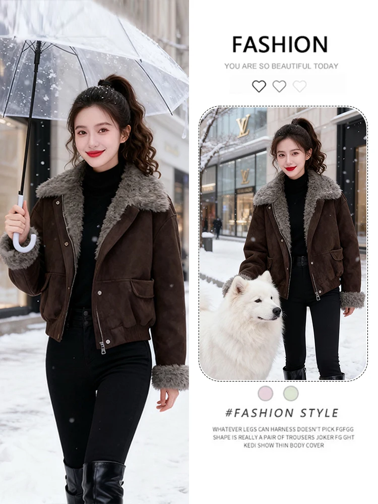

Korean Sle ort Thiened Cotton Jaet Women's Faionable Vintage Collar Winter Outerwear Loose Fit Comfortable Cotton Coat