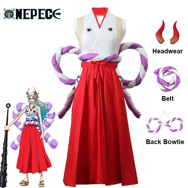 One Piece Anime Cosplay Costume Yamato COS Uniform Kimono Skirt Suit Set Halloween Party Show Performance Wear Dress