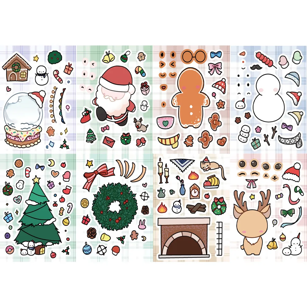8-teilige Aufkleber mit Weihnachtsmotiv – festliche Aufkleber für Handbücher, Handyhüllen und Tassen im BulingBulingStickers Store