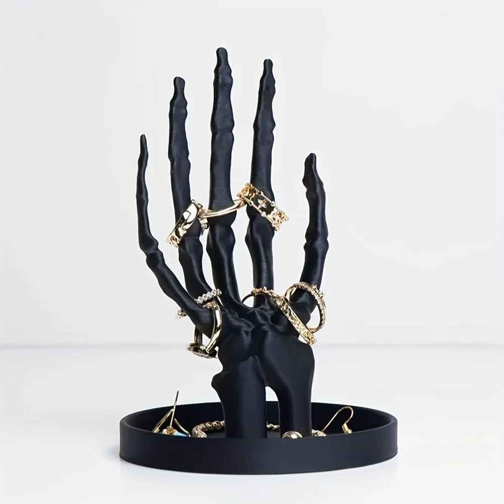 Gothic Jewelry Holder Durable Abs Storage Box Necklaces Earrings Rings Decorative Bone Design Perfect Halloween Home Dcor