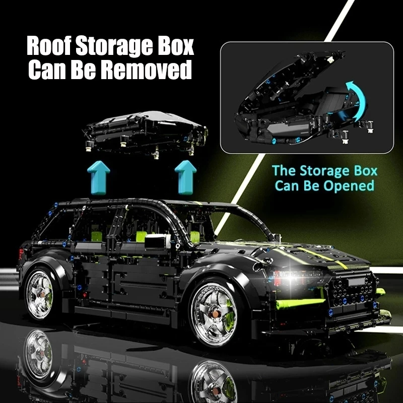 Blocs de construction de voiture technique RS6 MOC, 2896 pièces, noir, tout-terrain, assemblage de véhicule SUV, briques, jouets pour adultes, cadeaux d'anniversaire pour enfants