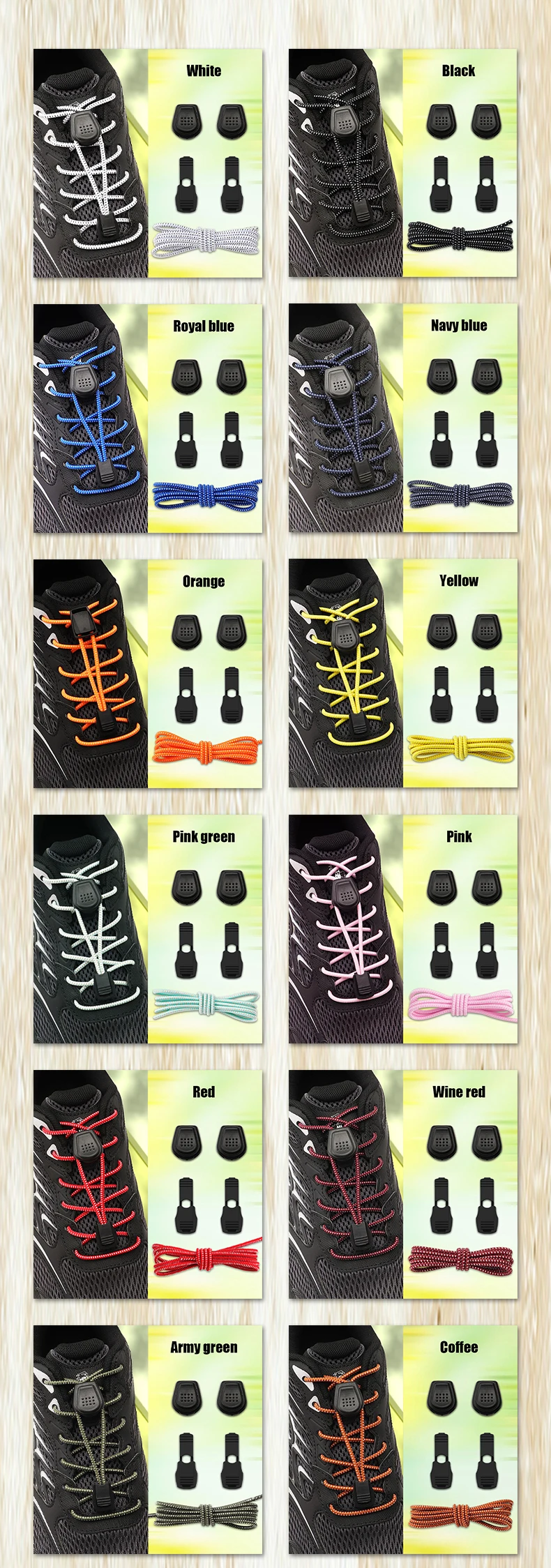 Elastische, runde Schnürsenkel ohne Binden mit Druckverschluss, ideal für Schuhe, die man nicht binden muss, geeignet für Kinder, Erwachsene, Sneaker, Wanderschuhe und Laufschuhe. – Detail 9