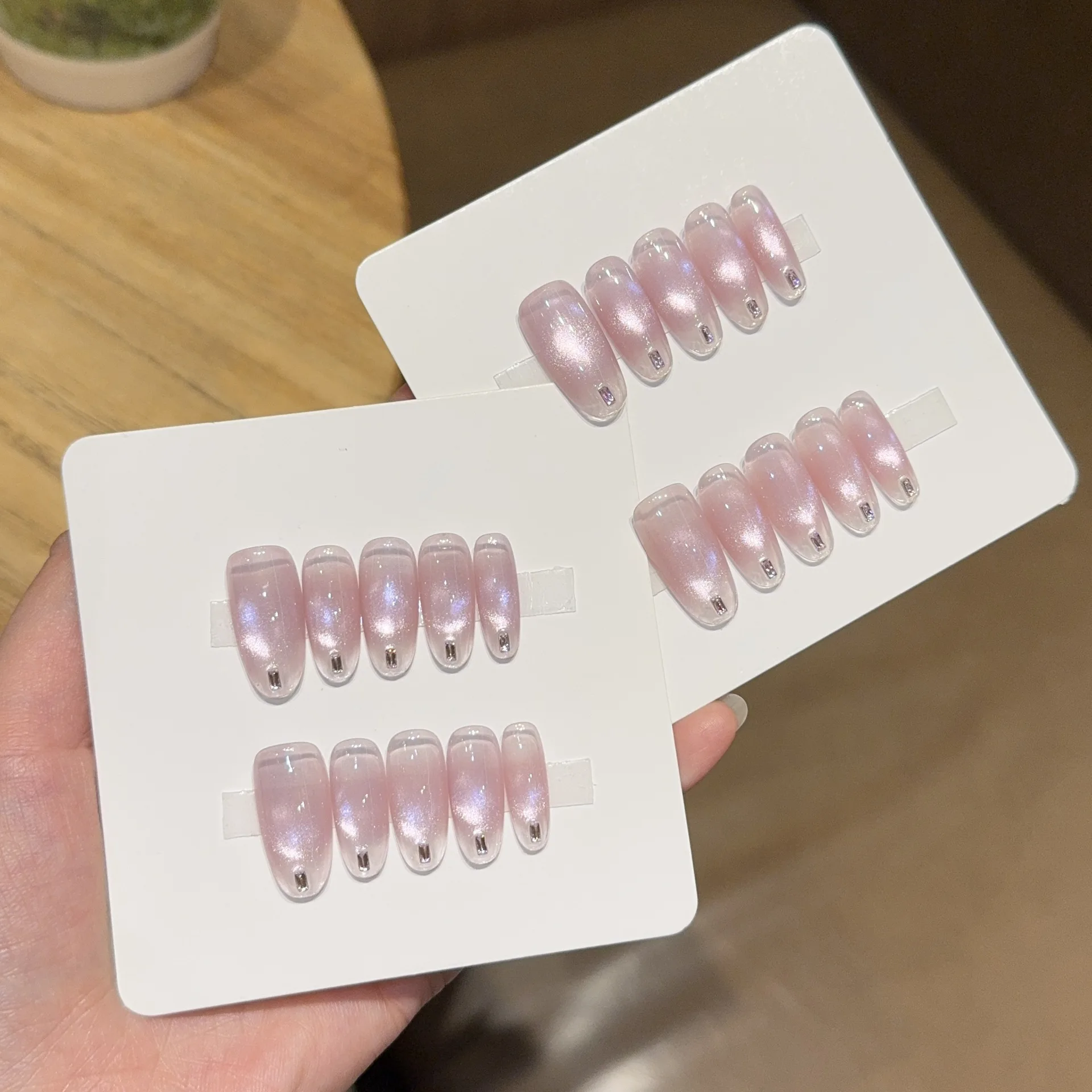 เล็บปลอมแบบกดติด 10 ชิ้น ทำมือ - Nail Art Full Cat Eye บทวิจารณ์และราคา