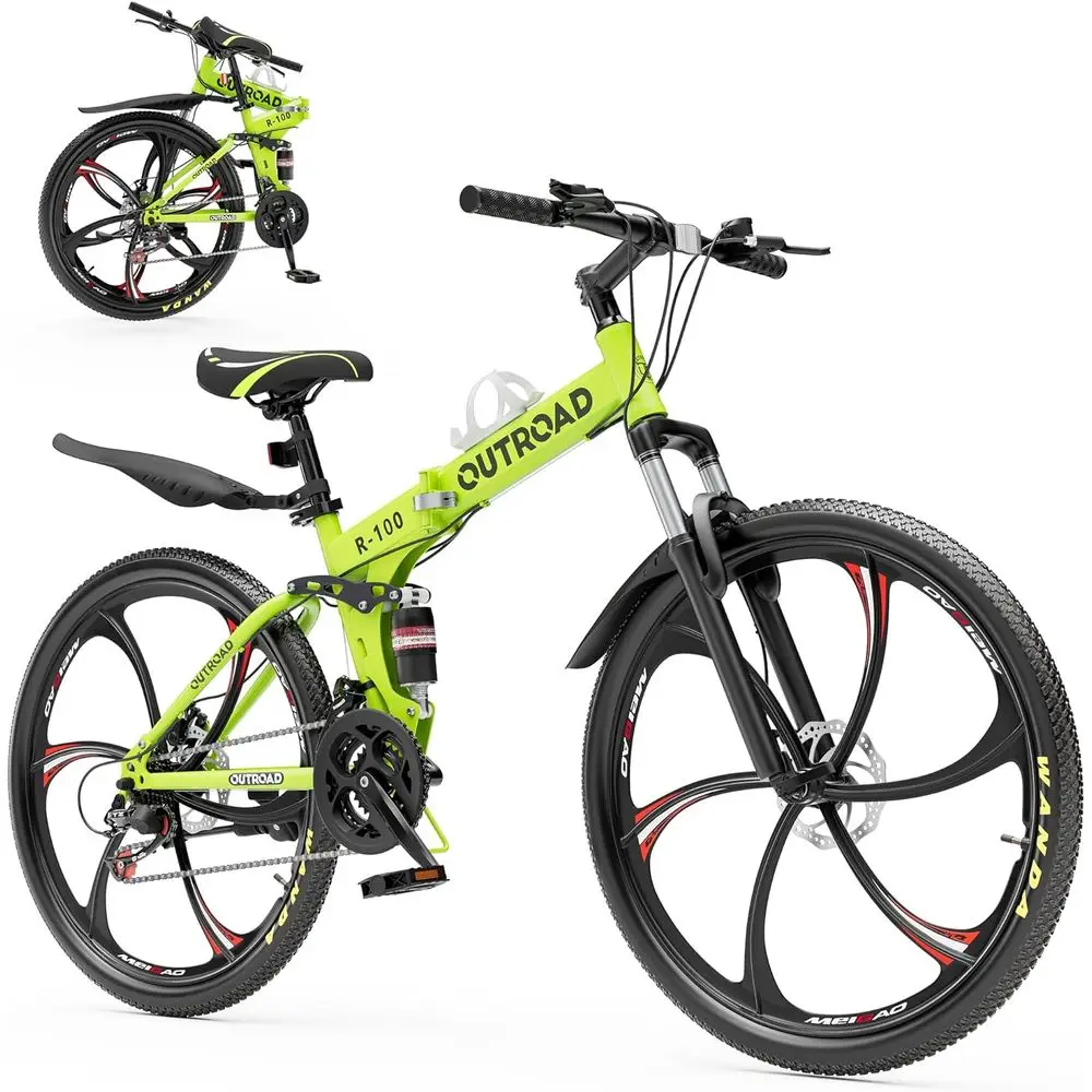 

26 Adult Unisex Mountain Bike with 21-Speed, Full Suspension, High Carbon Steel, Dual Disc Brakes