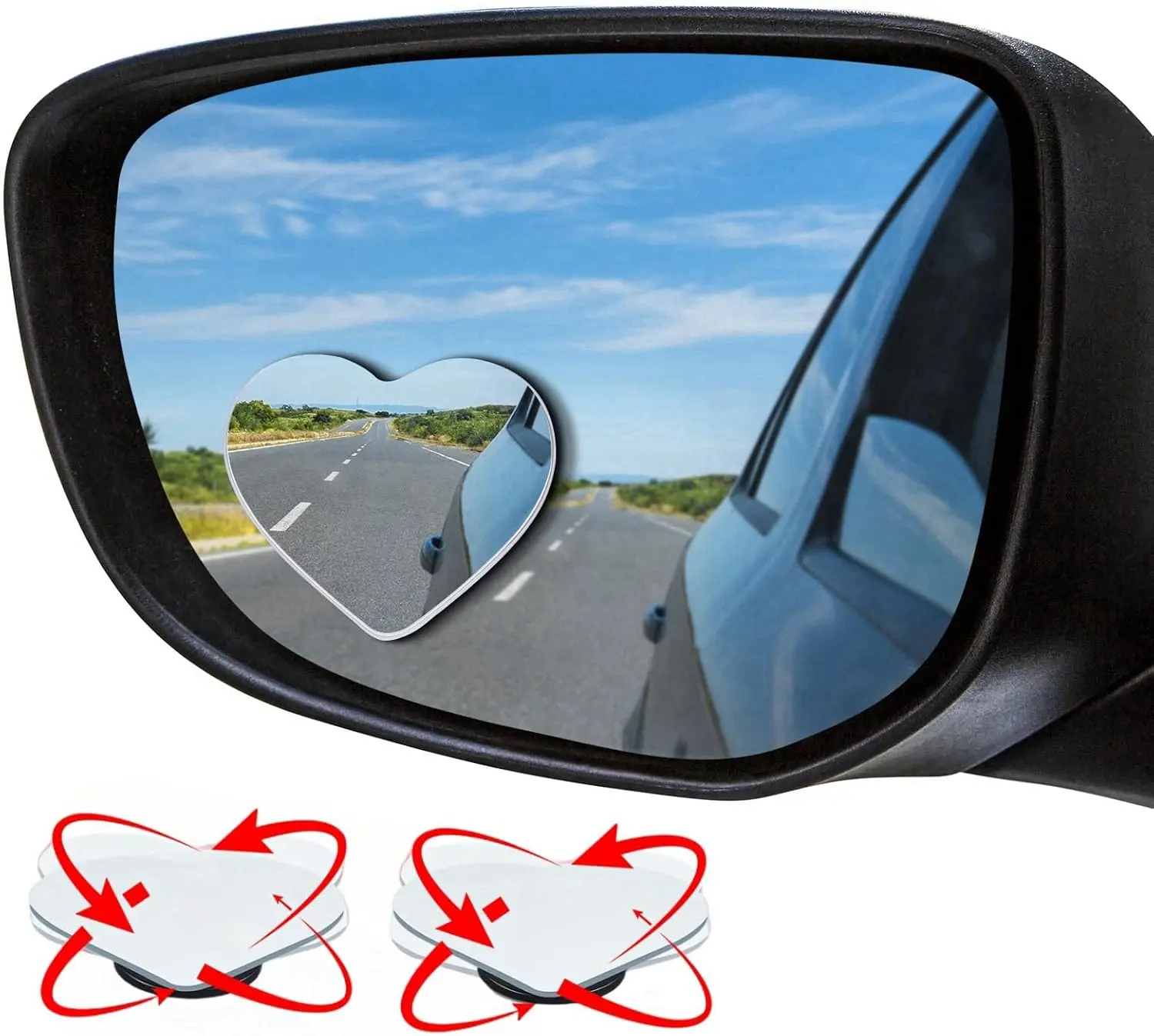 Auto-Totwinkel-Rückspiegel, Erhöhte Sicherheit, Universeller Klebespiegel, Niedliches Herzförmiges Design, Auto SUV Universal – Detail 1