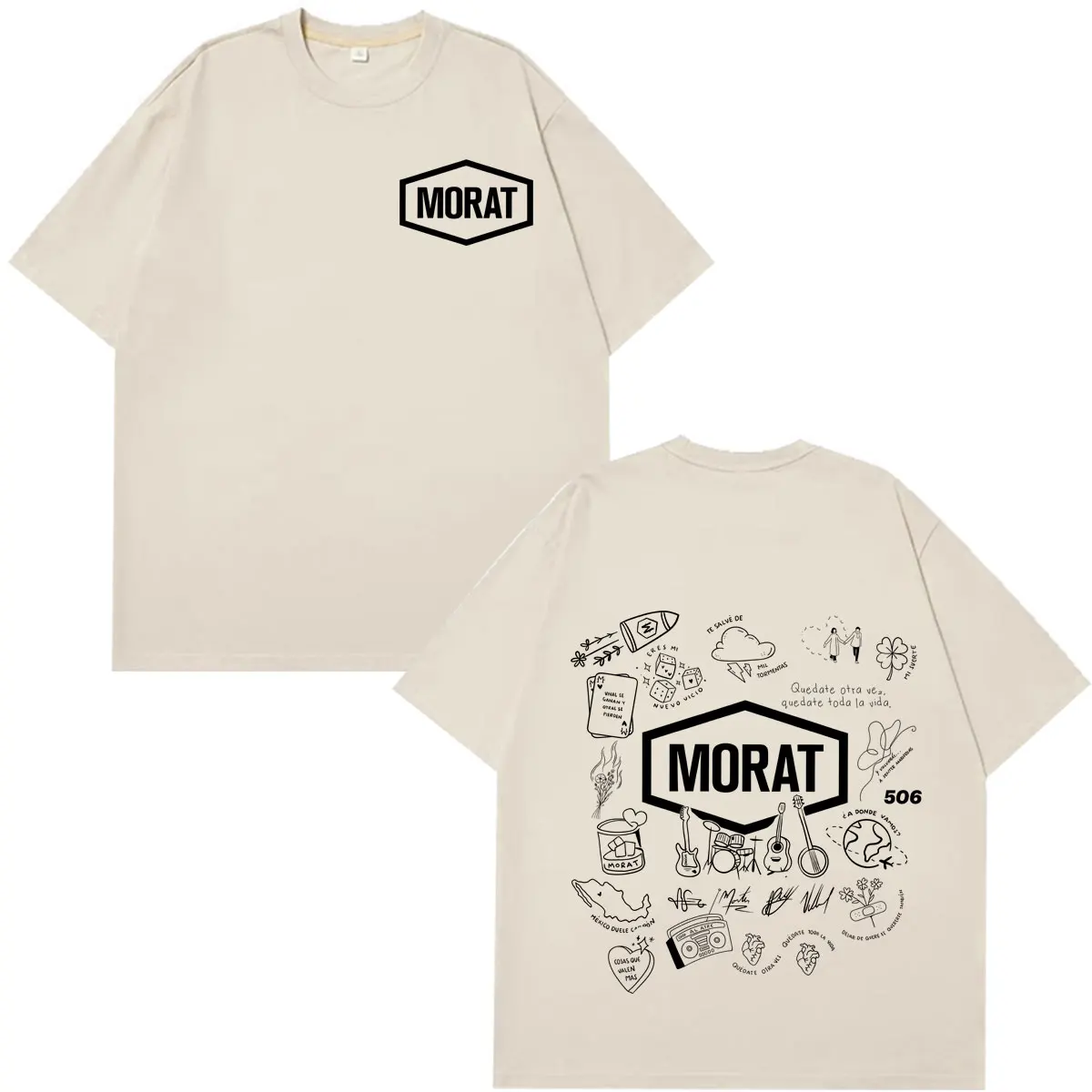 Band Morat World Tour Album 2026 Print T-Shirt für Männer und Frauen, Modische T-Shirts, Kurzarm, Locker, Lässig, Baumwolle, Oversized T-Shirts – Detail 7