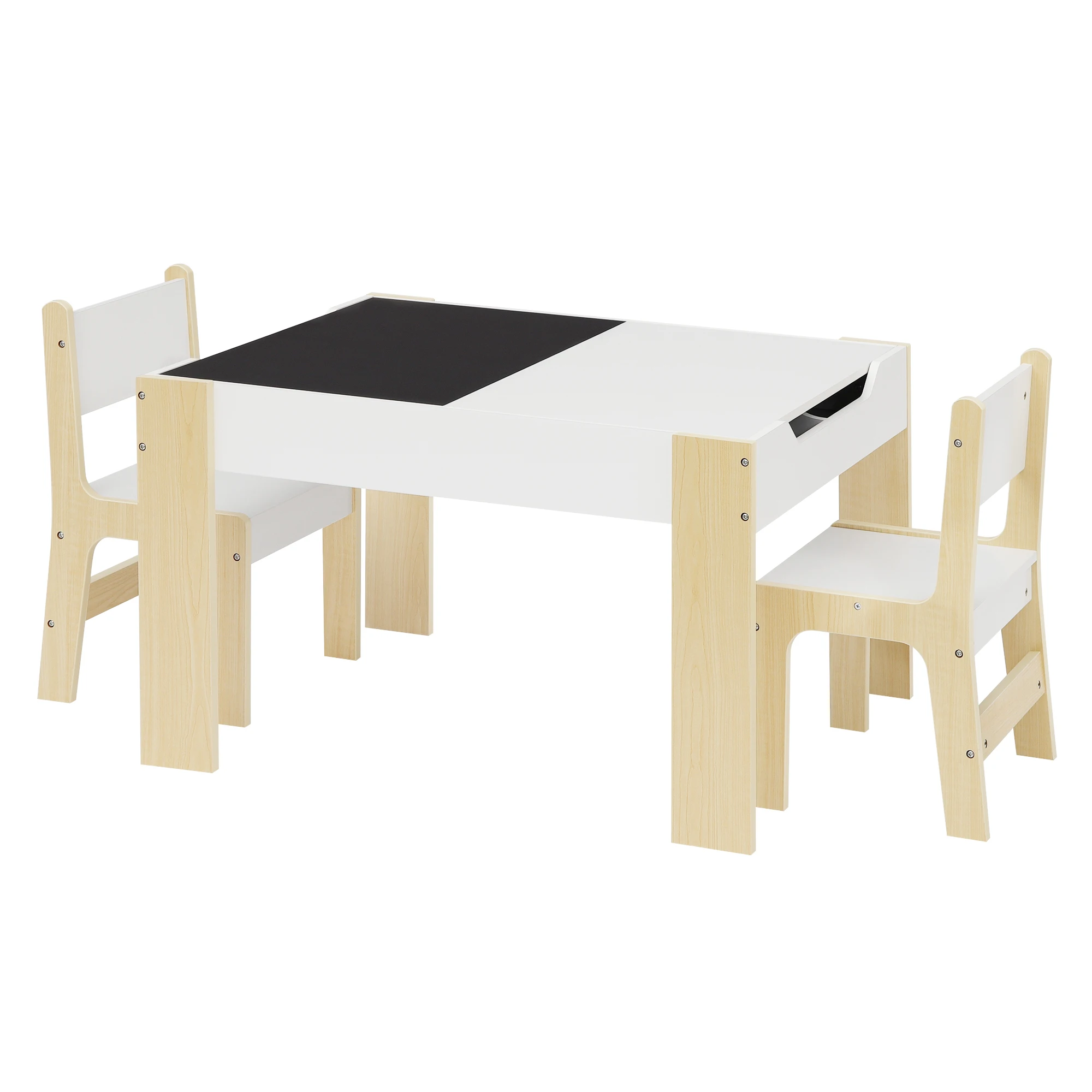 EUGAD 1SET Kindertisch mit Bank, Aufbewahrungsfächern, Zeichenbrett, Lern- und Schreibtischstuhl für Babys, Kinder, Kindergarten, Zuhause