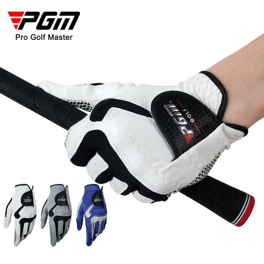 PGM ST017 Left Right Golf Glove,Men's Microfiber Breathable Swing Training Gloves,Soft Comfortable Non-Slip Particles Glove