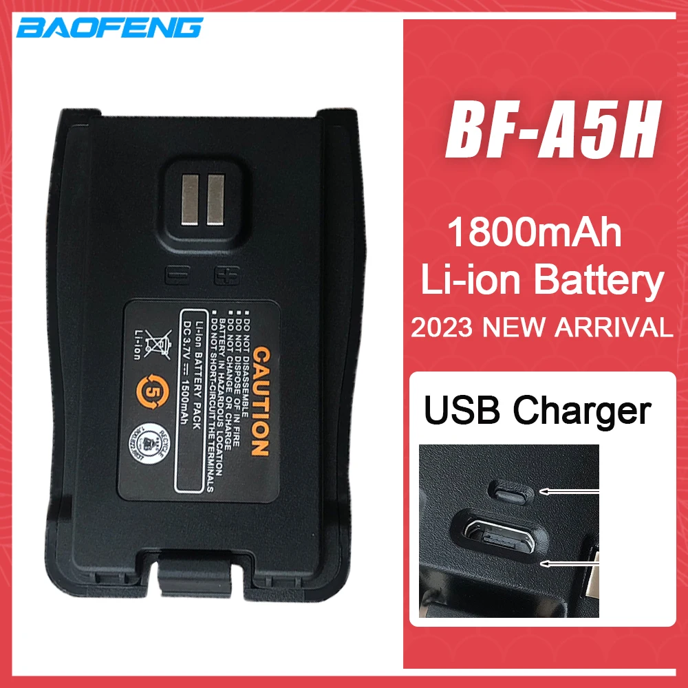 

Baofeng BF-A5H Battery Walkie Talkie A5 Accessories Lithium Rechargable Battery New 1500mAh supporting USB Cable charging