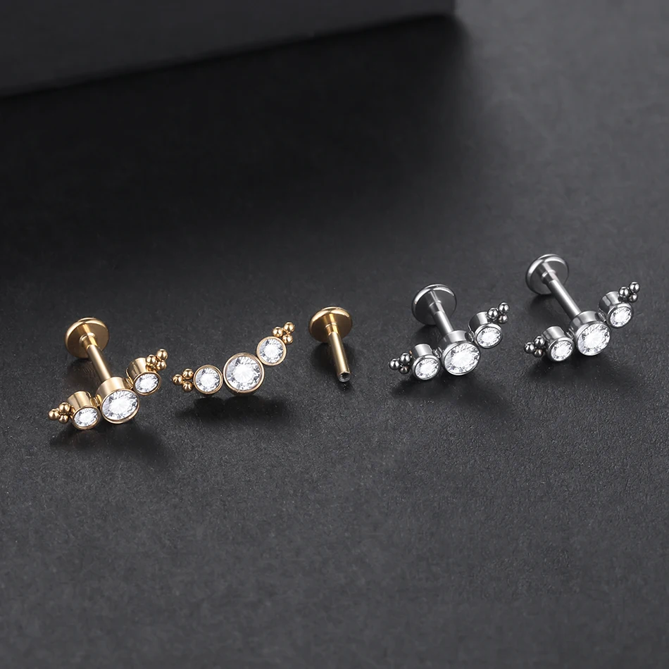 1 Stück G23 Titan Ohr Tragus Ohrstecker Innengewinde CZ Kristall Labret Ring Knorpel Helix Piercing Körperschmuck 16G – Detail 32
