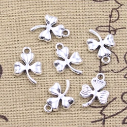 30pcs Charms lucky irish three leaf clover 17x12mm Antique Silver Color Pendants DIY Making Findings Handmade Tibetan Jewelry