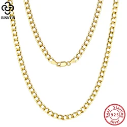 Rinntin 3mm Solid 925 Sterling Silver Italian Diamond Cut Cuban Link Chain Necklace for Women Men Fashion Chain Jewelry SC60