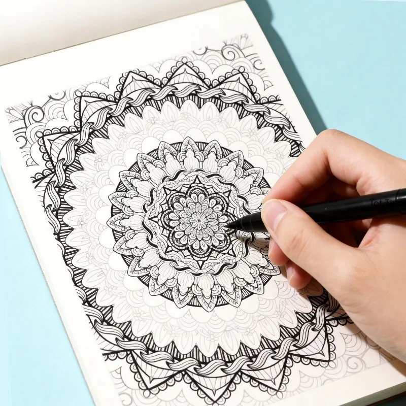 A Mandala/Flower Zen Painting Copy and Coloring Graffiti Album, Multiple Themes, 24 Different Patterns, Provides Inner Peace image 4
