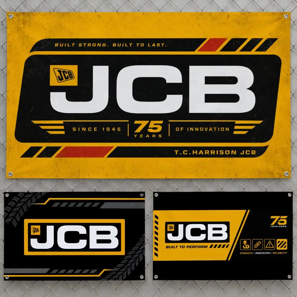 Brand J-JCB Fastrac Backhoe Excavator Flags Wall Hanging Flag Banners For Birthday Parties Outdoor Bedroom Dorm Room Decor