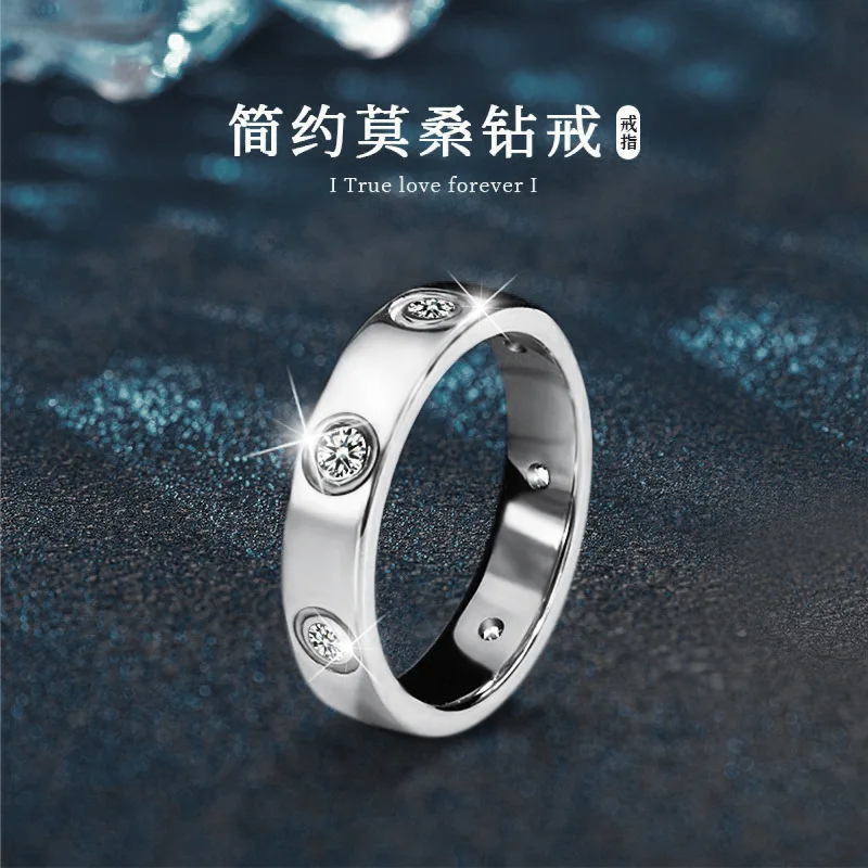 Mozambique 925 sterling silver ring for women, high-end and atmospheric simulation diamond ring decoration wholesale