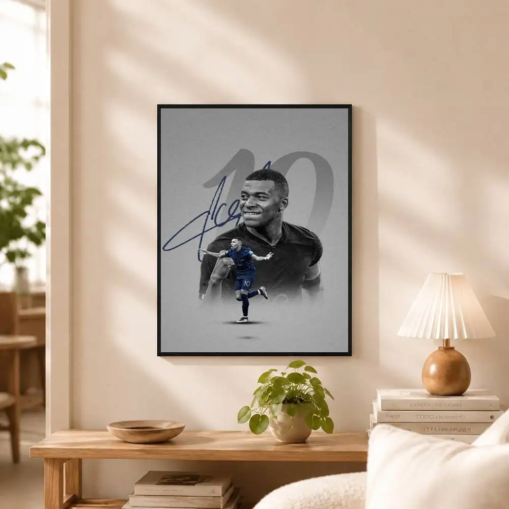 Football star Kylian Mbappe  Poster Waterproof Wall Art Sticker For Bar Living Room Vintage Decor High Quality Print Gift