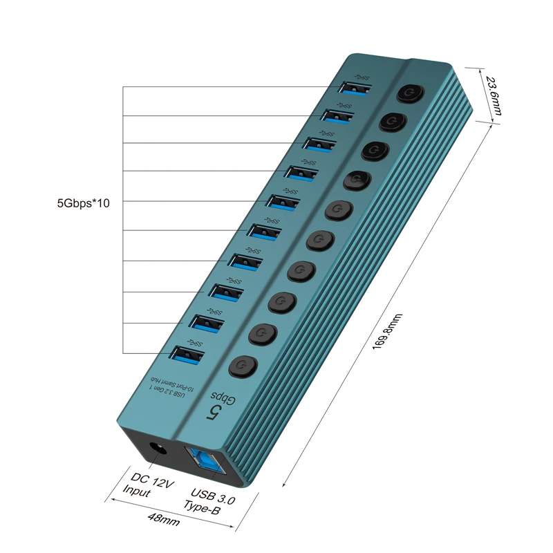 كابل تمديد USB متعدد الوظائف ، محطة توسعة الكمبيوتر ، محول USB ، محول الخائن ، 10 منافذ ، 5 جم #5