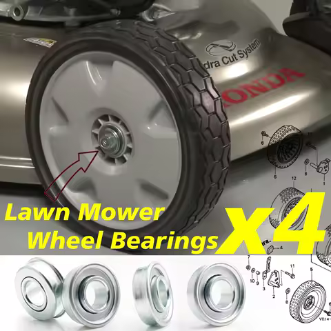 91056-VL0-B00 91051-VG3-000 Wheel Bearing ID 1/2" X OD 1-1/8" Flanged Ball Bearings 4Pcs for Honda Lawn Mower HRR216 HRR217