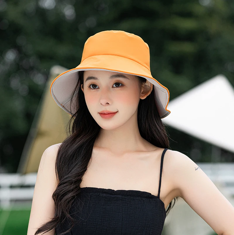 

Summer Women's Sun Visor Hat Orange Beige Pink Blue Purple Bucket Hat UV Protection Masking Cap Vacation Travel Daily Essentials
