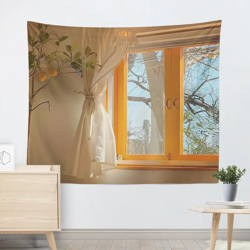 VIKAMA Forest Lake Lawn Landscape Tapestry Ins Film Wind Forest Lake Background Cloth Wall Decoration Room Decoration