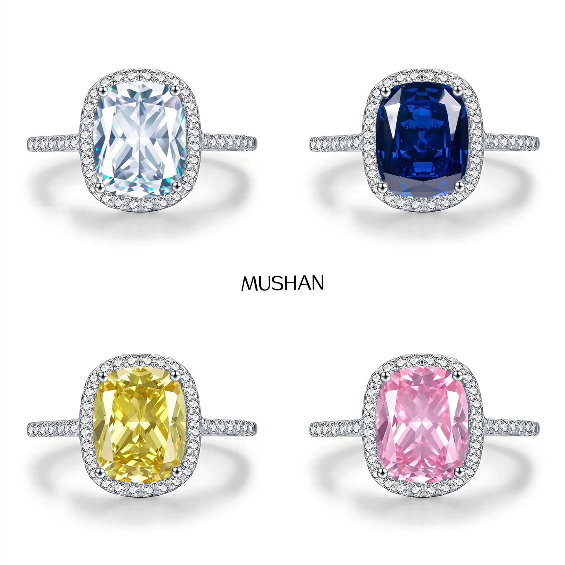 

MuShan Jewelry 925 Sterling Silver Ring Wedding Band High Carbon Diamond Minimalist Style Trendy Style Women Rings Fine Jewelry