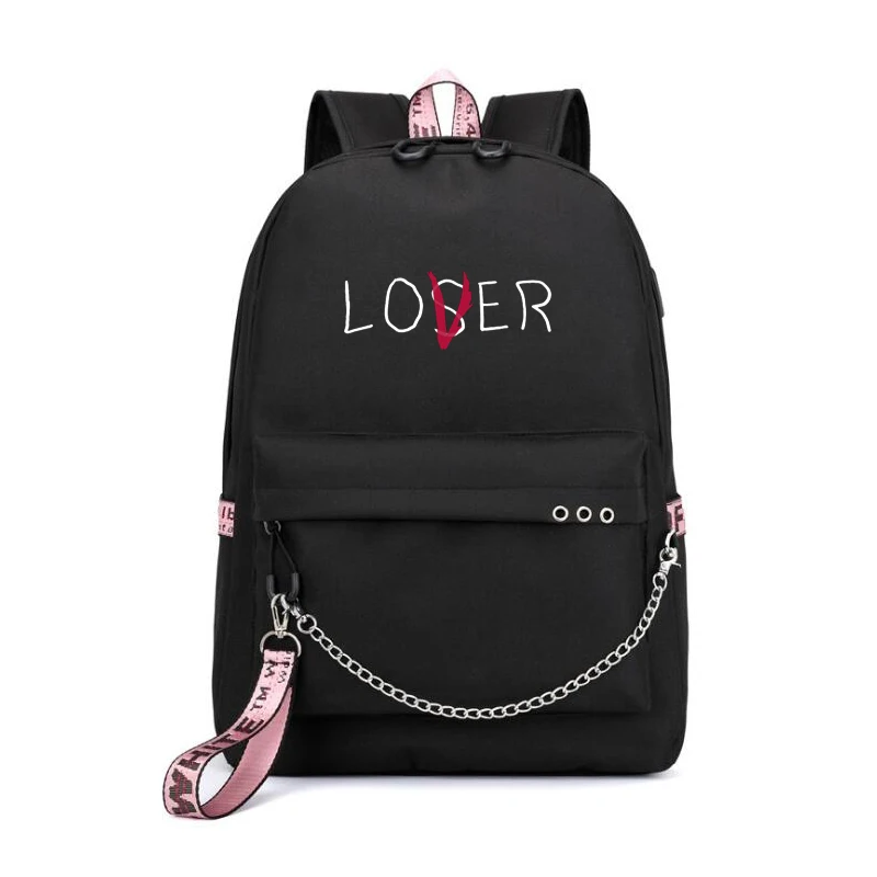 Lover Loser Backpack mochila Large School Bag Teenage Girls Usb Charging Women Book Bag Big High Schoolbag Youth Leisure College