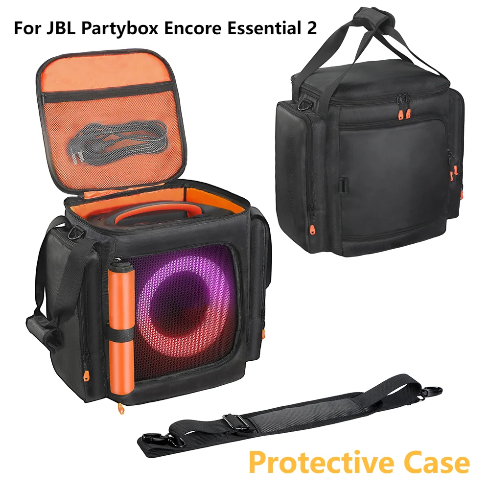 

For JBL Partybox Encore Essential 2 Padded Speaker Protective Cover with Mic Pocket Double-Sided Speaker Storage Bag Waterproof