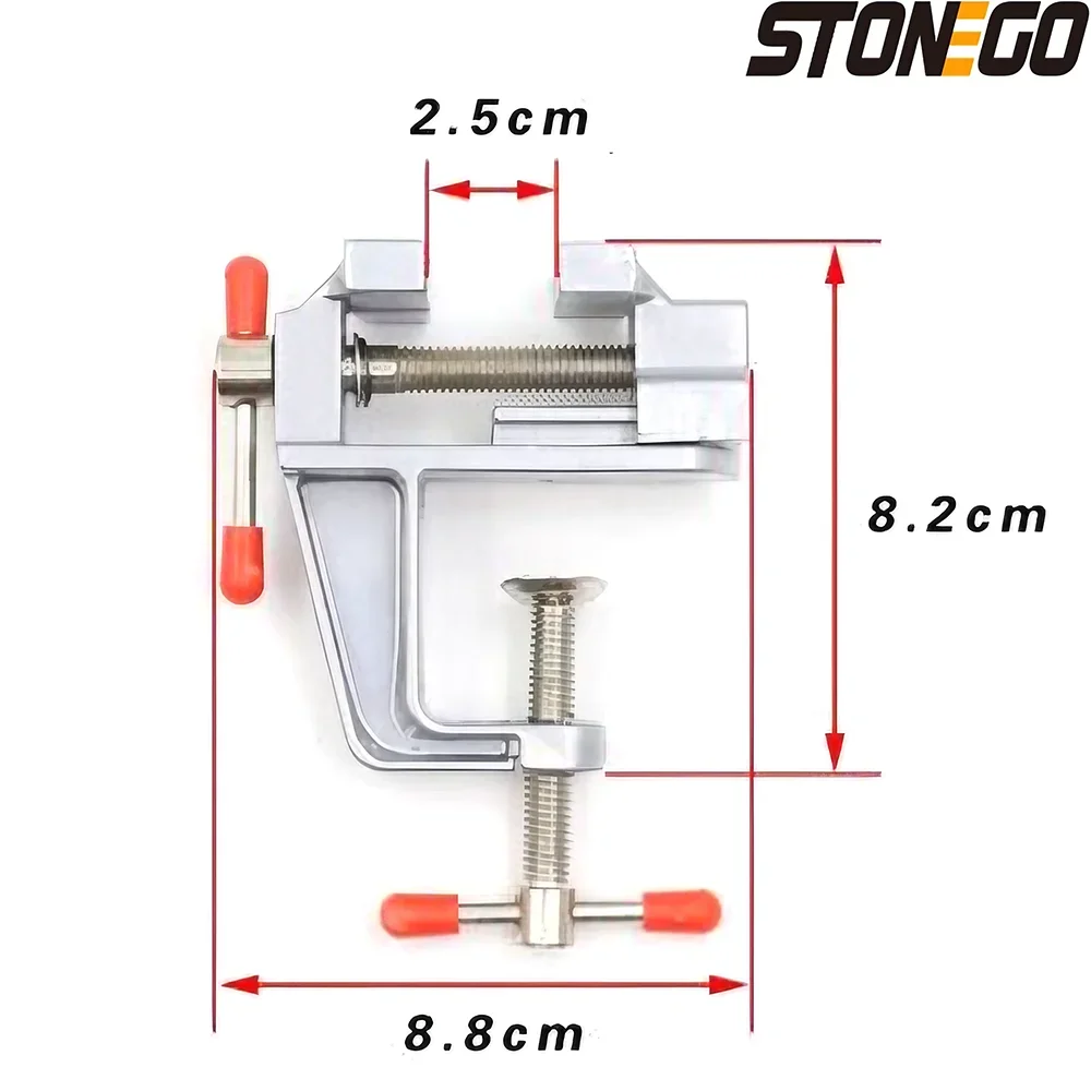 STONEGO 1PC 3.5" Aluminum Alloy Mini Bench Vise, Table Vise, Small Desktop Vise, DIY Tool, Compact Flat Nose Vise