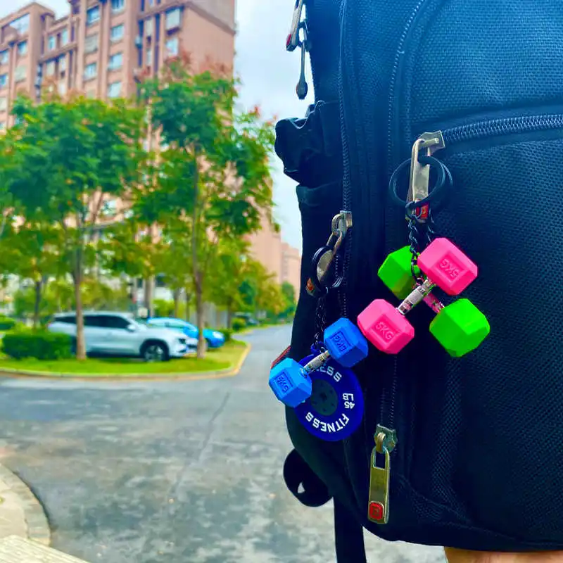 Neuer Hantel-Schlüsselanhänger aus Silikon, DIY-Geschenk für Fitness-Enthusiasten, Gym-Trainer, Rucksack- und Autoschlüsselanhänger – Detail 7