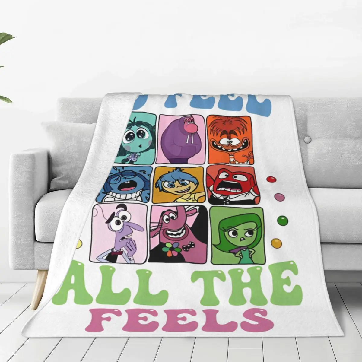 Inside Out It Is Okay To Feel All The Feels Bedding Throws Flannel Bedspread For Couch BedFunny Sofa Bed Cover