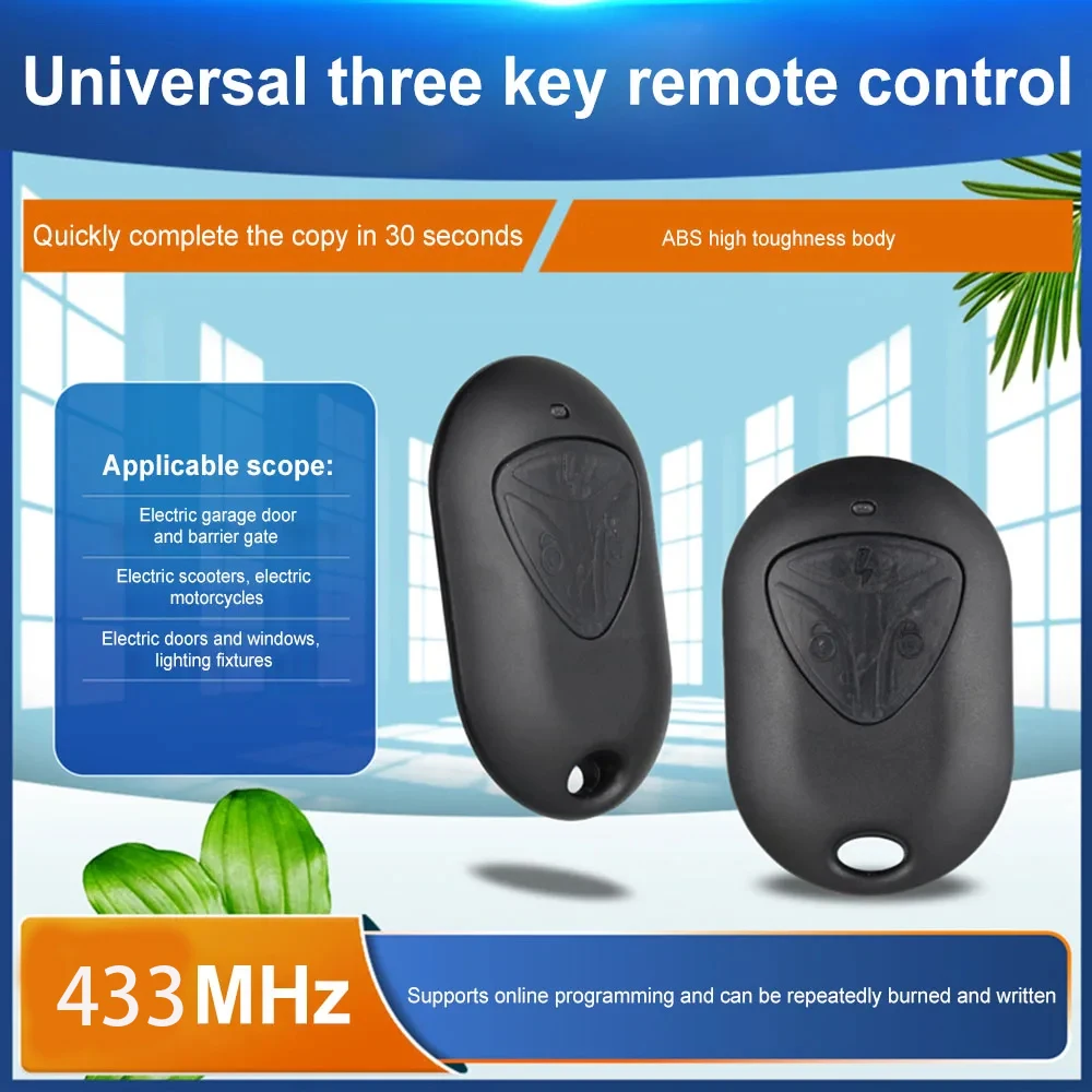 Wireless Transmitter 433MHz Universal Duplicator 3 Keys Copy Code Remote Control for Electric Garage Gate Door Opener Clone