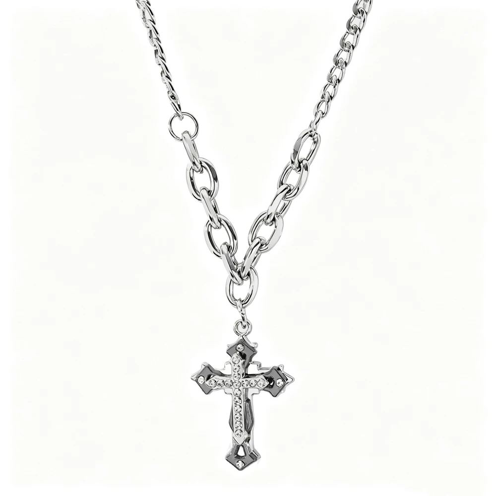 High Quality Cross Titanium Steel Non Fading Necklace Domineering and Trendy Men's hip hop Pendant Chain New Handsome Men Women
