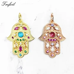 Pendant Hand of Fatima 925 Sterling Silver Rose Gold Color Brand New Fine Women Jewelry Accessories Fit Necklace Protection Gift