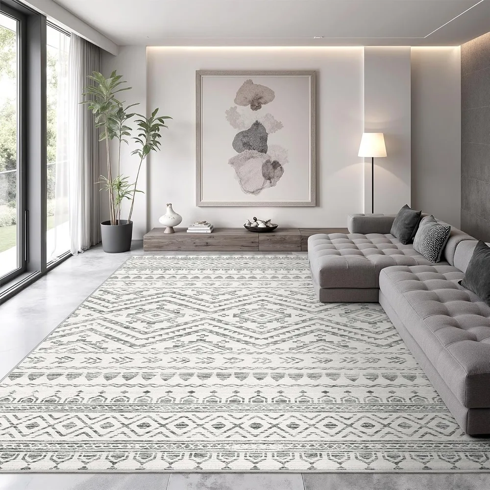 

10x14 Area Rug For Living Room Moroccan Washable Rugs Non Slip Indoor Floor Carpet Foldable Large Soft Area Rug