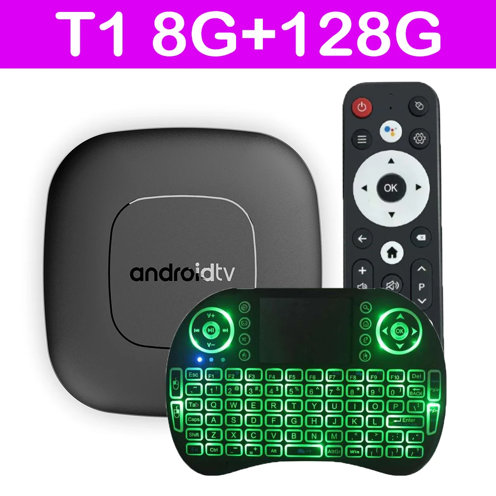 Smart TV Box T1 Android 14 ATV Ram 4GB 8GB Rom 64GB 128GB Dual Wifi 2.4G&5G Google Assistant Fast Set Top Box 4K 8K Media Player 