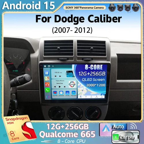 Imagen 1 del producto Android 15 para Dodge Caliber 2007 - 2012 2K QLED Android Radio de coche reproductor de vídeo Multimedia GPS AI voz CarPlay 4G estéreo