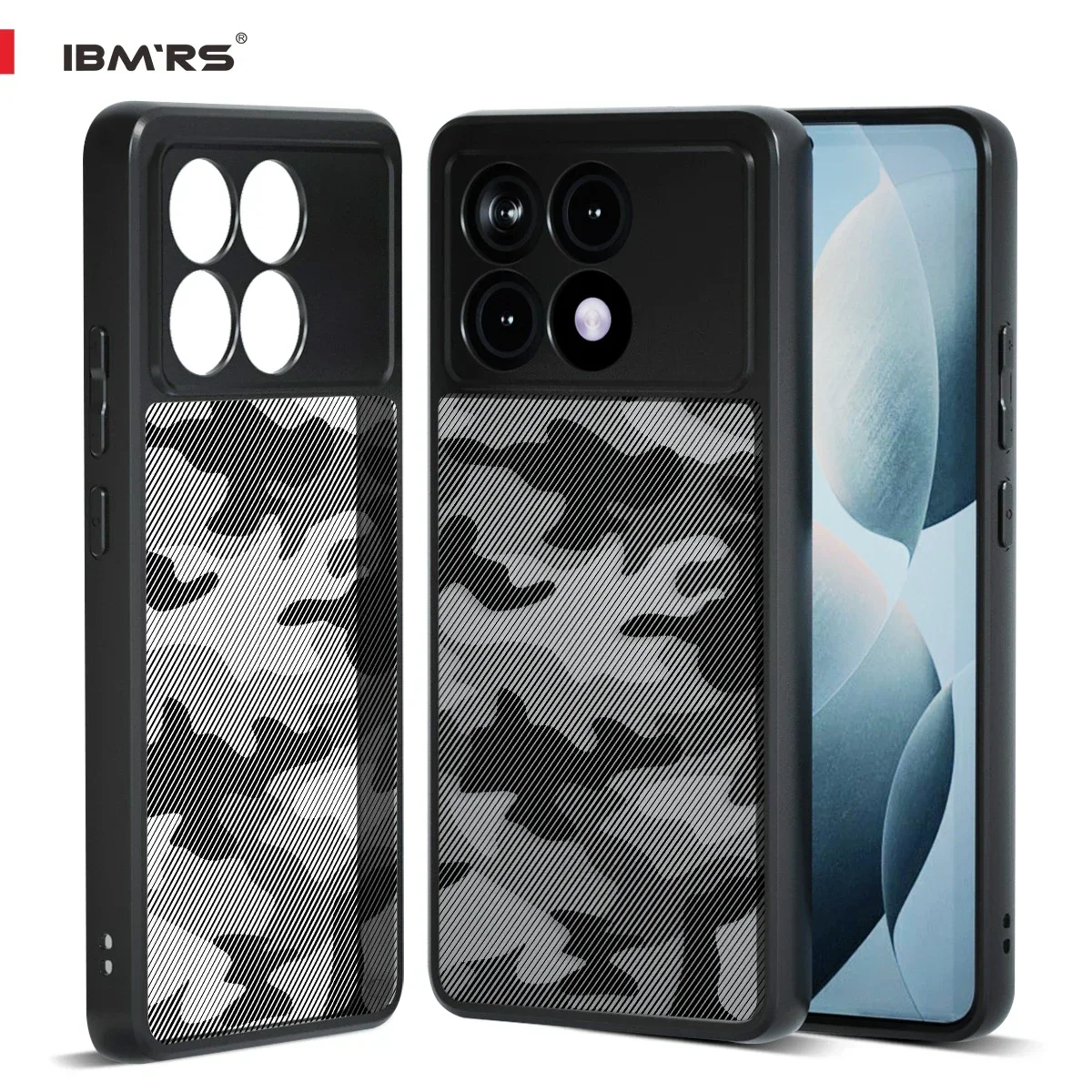 IBMRS for Xiaomi Redmi K70 Ultra Phone Case,ultra-sleek,raised edges protect camera & screen- Black camo