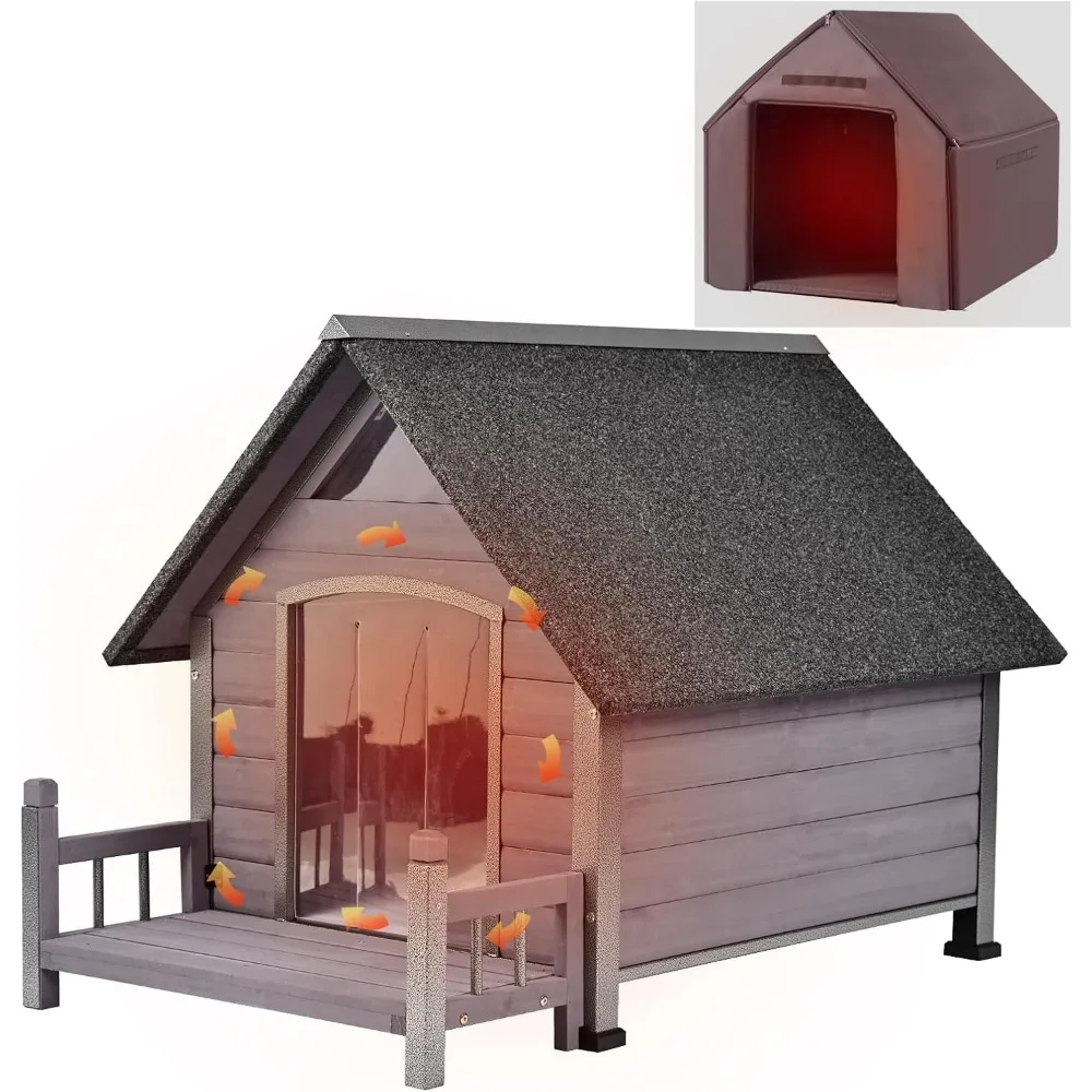 

Dog House with Insulated Liner, Waterproof Dog Kennel for Small to Large Sized Dogs, Outdoor 100% Insulated Puppy Shelter