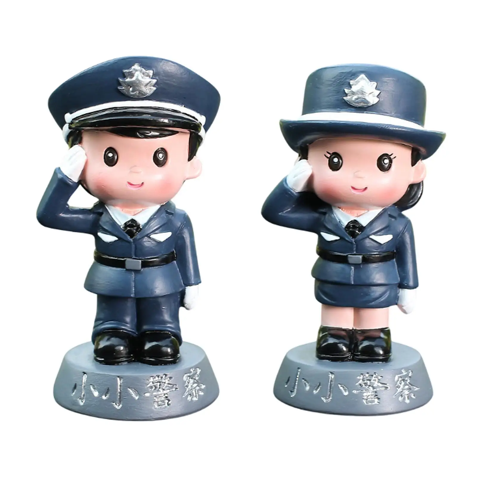 2-6pack Police Figure Statue Hand Painted Funny Cake Topper for Shelf Desktop