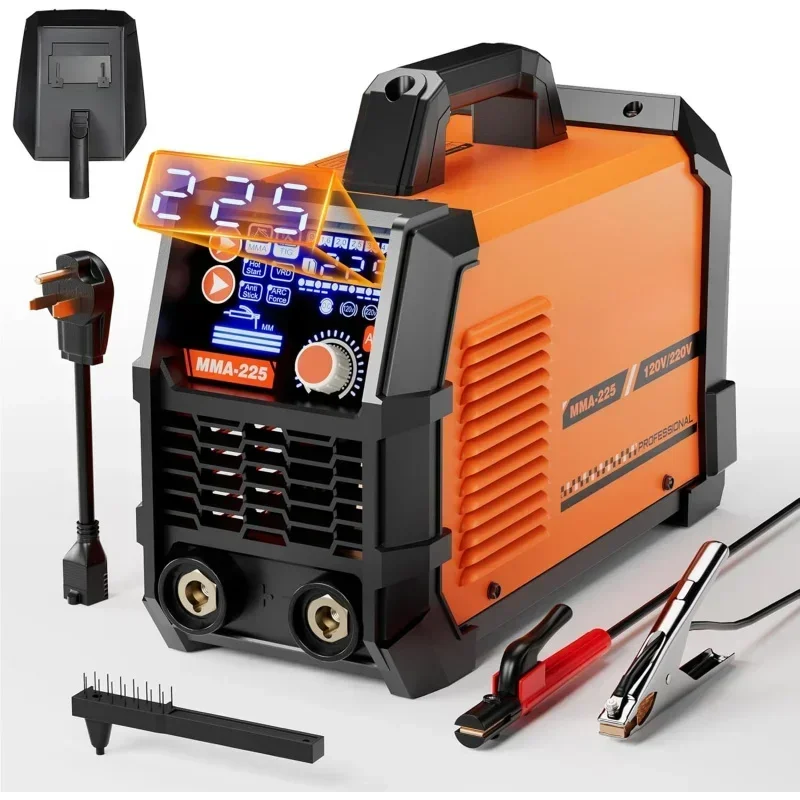 Stick Welder,225Amp Electric Welding Machine Digital Dispaly LCD 110V 220V Hot Start 2 in 1 Portable Welder Machin