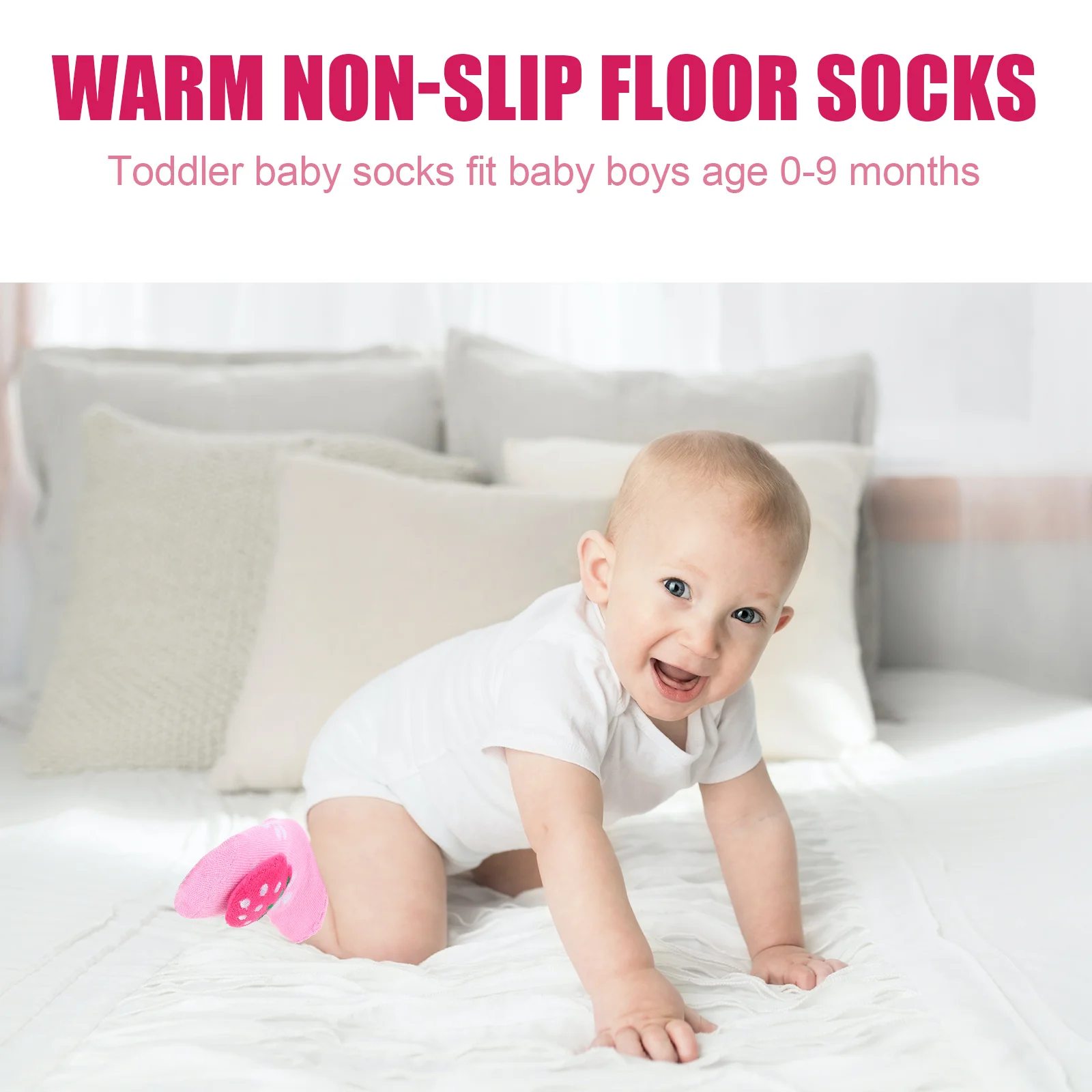 

Baby Cotton Socks Non Slip Skid Proof Toddler Floor Socks Boys Girls Warm Autumn Winter for 0-9 Months Comfortable Elastic Light
